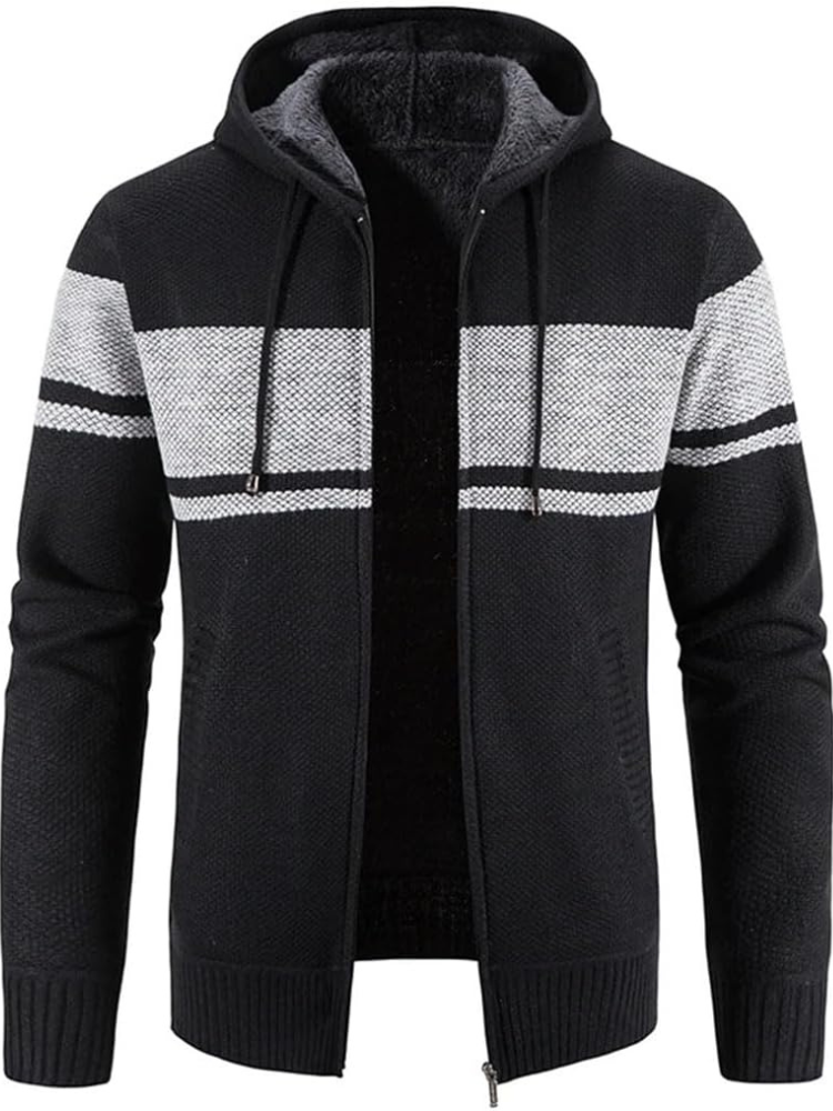 Max | Men’s Warm Hooded Zip Front Cardigan