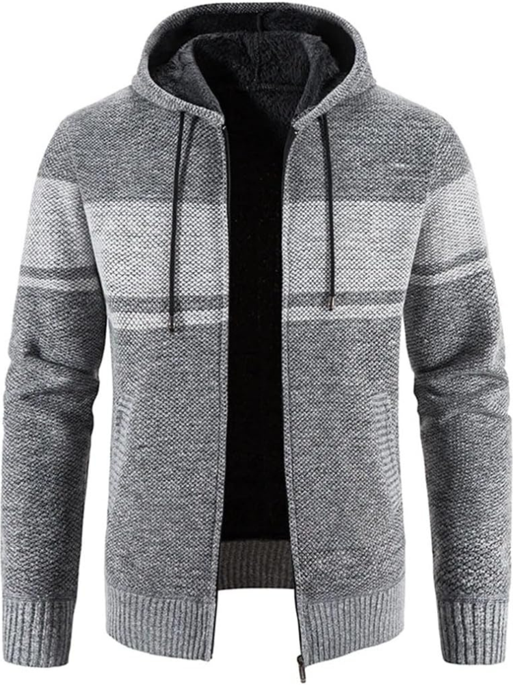 Max | Men’s Warm Hooded Zip Front Cardigan