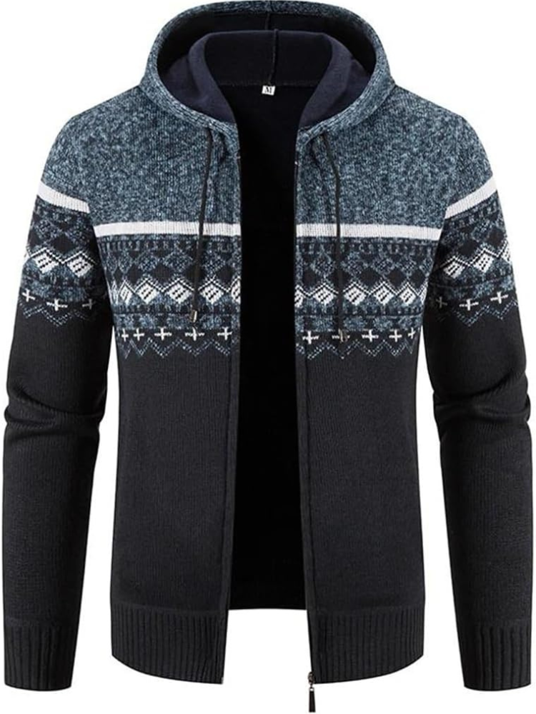 Max | Men’s Warm Hooded Zip Front Cardigan