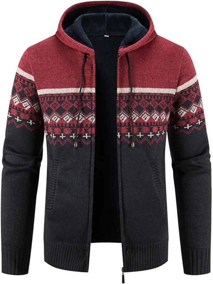 Max | Men’s Warm Hooded Zip Front Cardigan