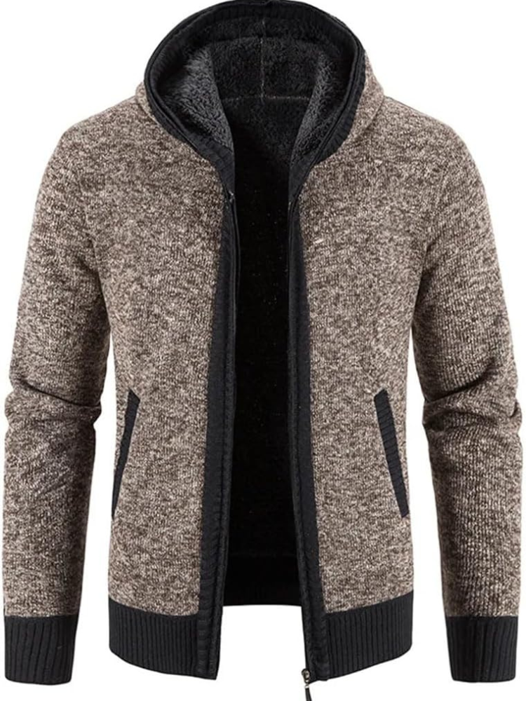 Max | Men’s Warm Hooded Zip Front Cardigan