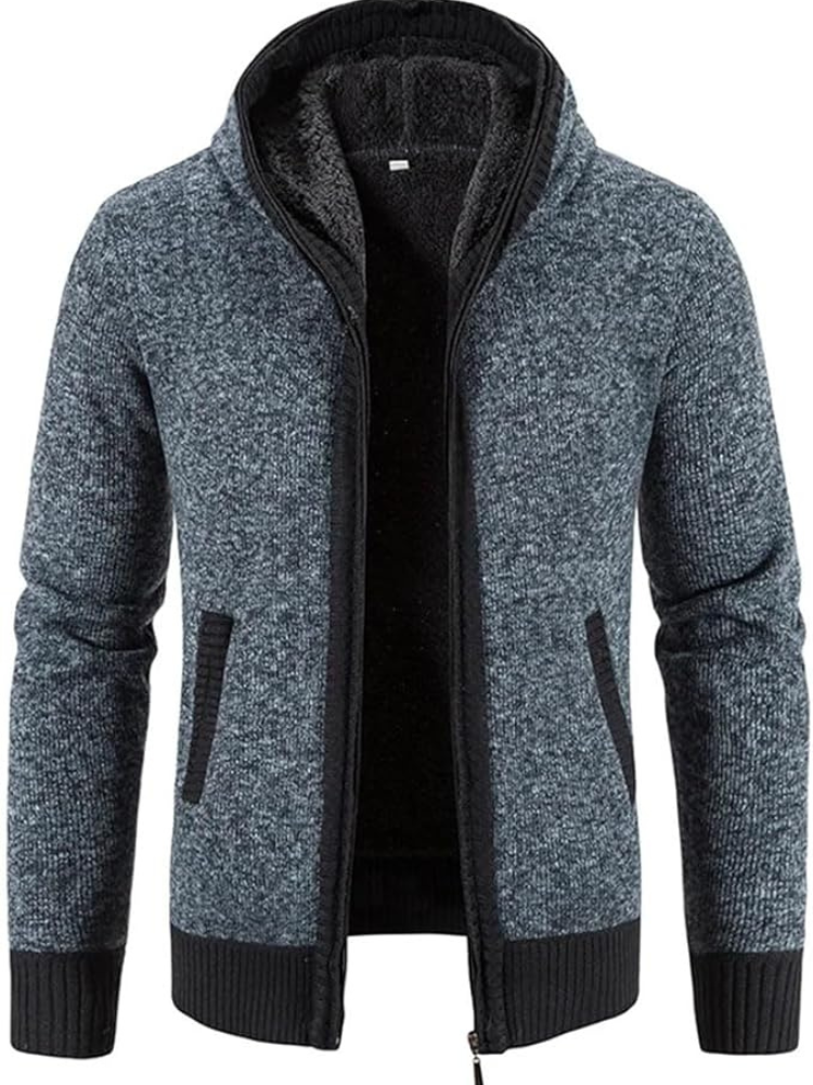 Max | Men’s Warm Hooded Zip Front Cardigan