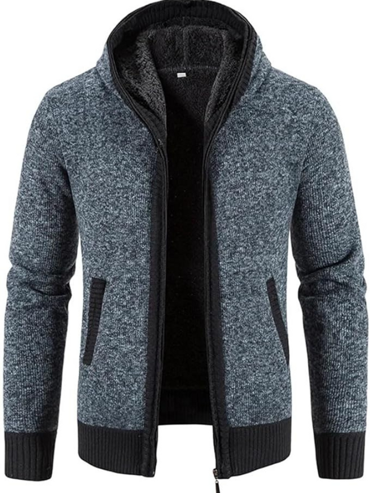 Max | Men’s Warm Hooded Zip Front Cardigan