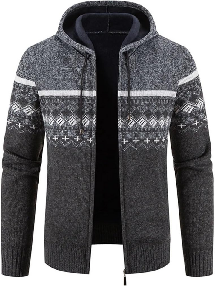 Max | Men’s Warm Hooded Zip Front Cardigan