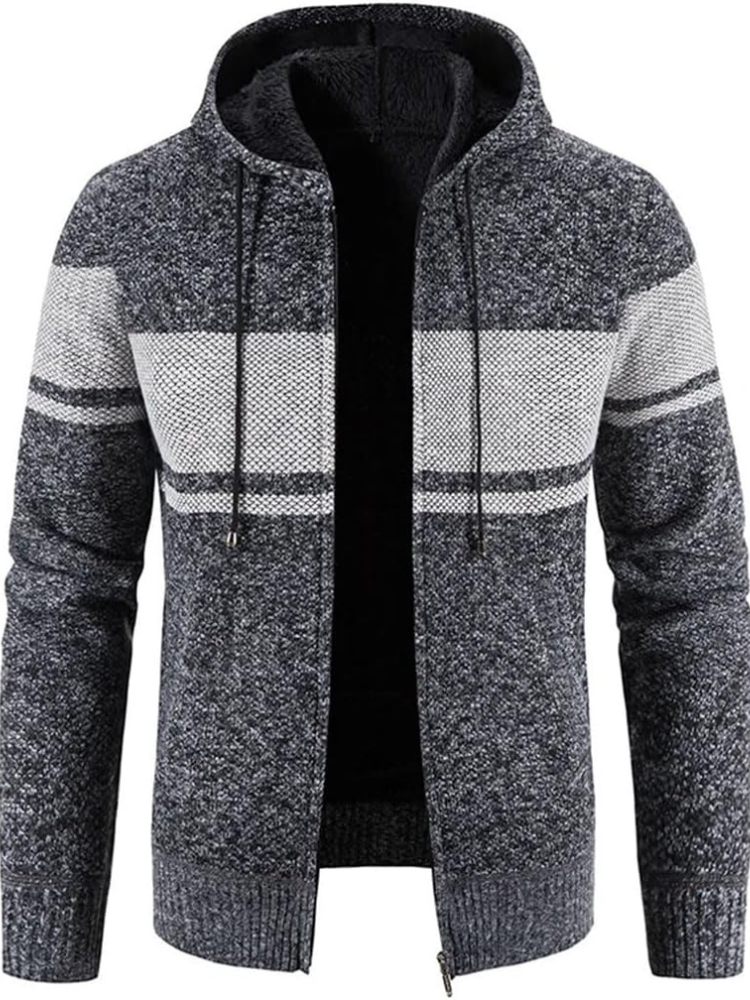 Max | Men’s Warm Hooded Zip Front Cardigan