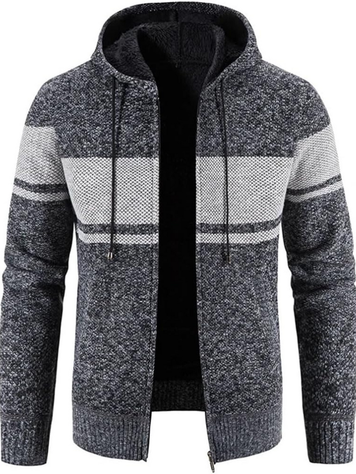 Max | Men’s Warm Hooded Zip Front Cardigan