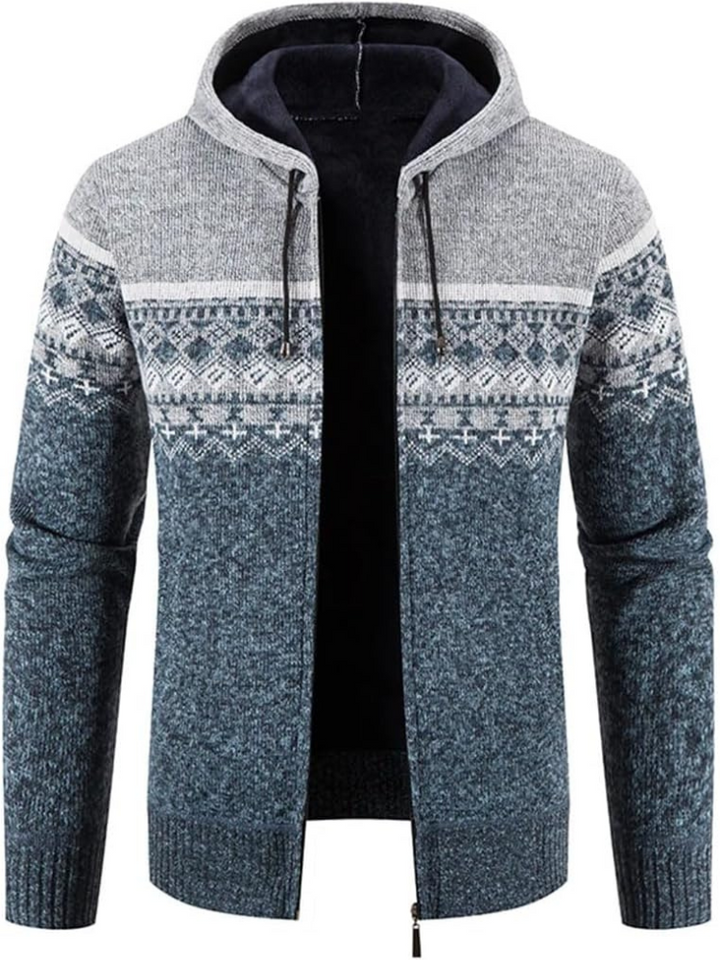 Max | Men’s Warm Hooded Zip Front Cardigan
