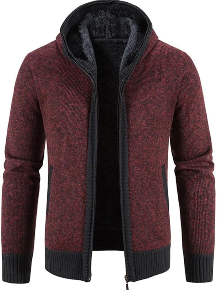 Max | Men’s Warm Hooded Zip Front Cardigan