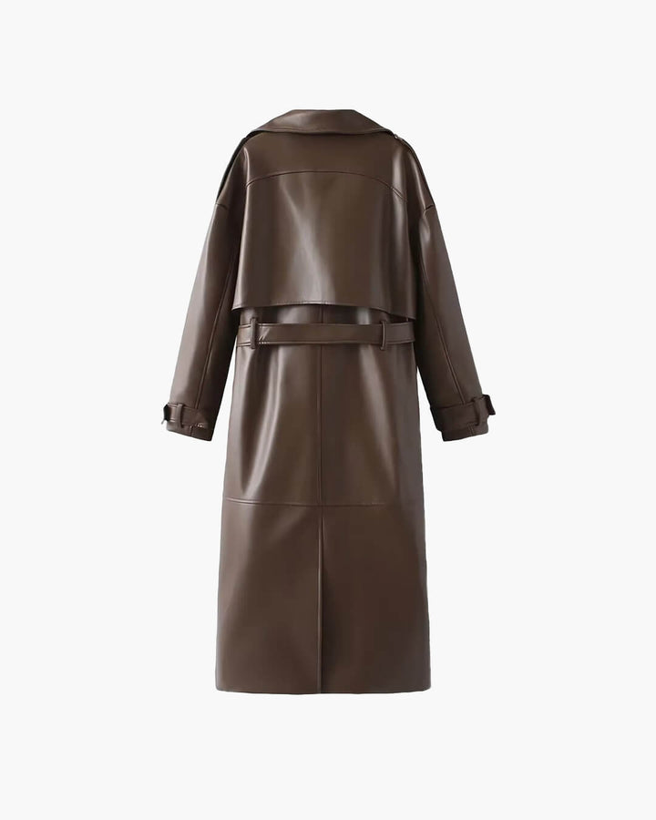 Ava | Women’s Winter Leather Maxi Trench Coat