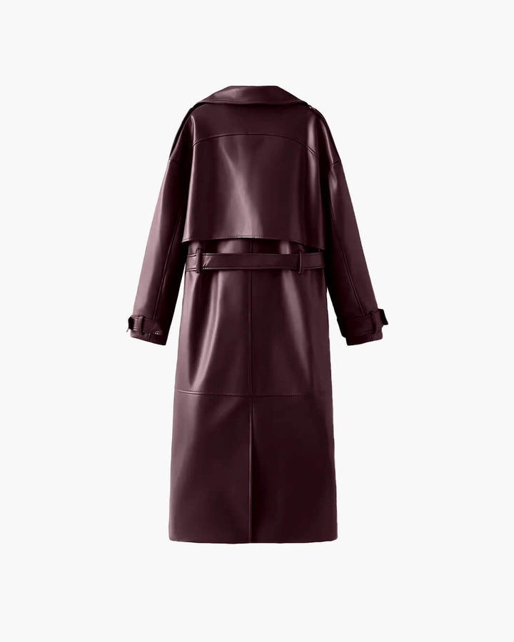 Ava | Women’s Winter Leather Maxi Trench Coat