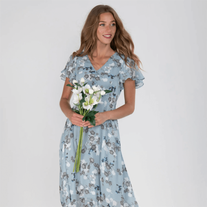 Grace | Women’s Short Sleeve Long Floral Dress
